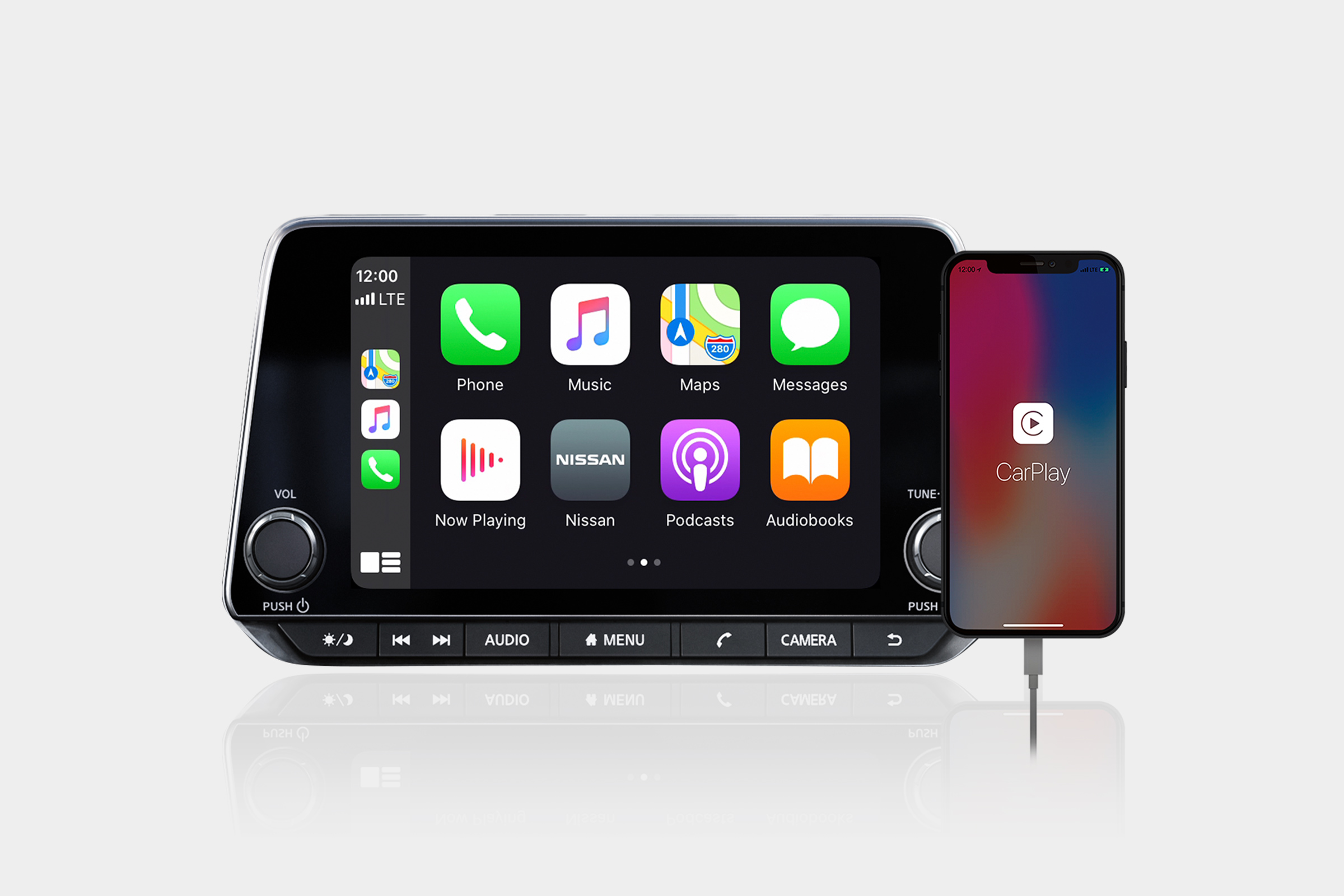 Nissan Sentra center console showing Apple CarPlay